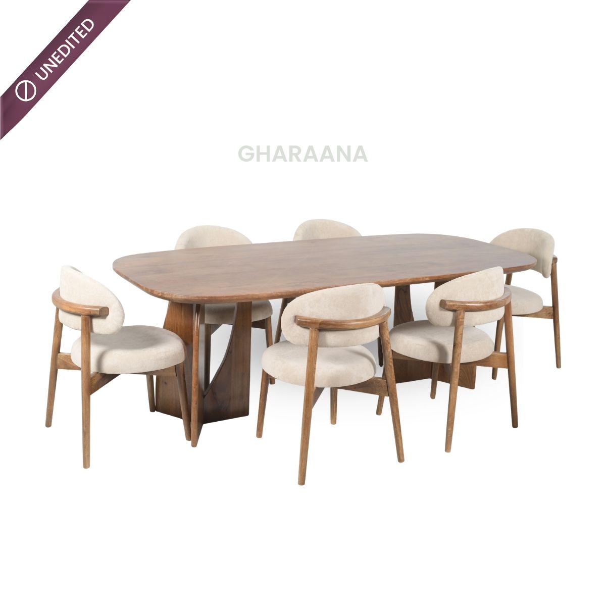 Crescent Wooden Dining Table Set