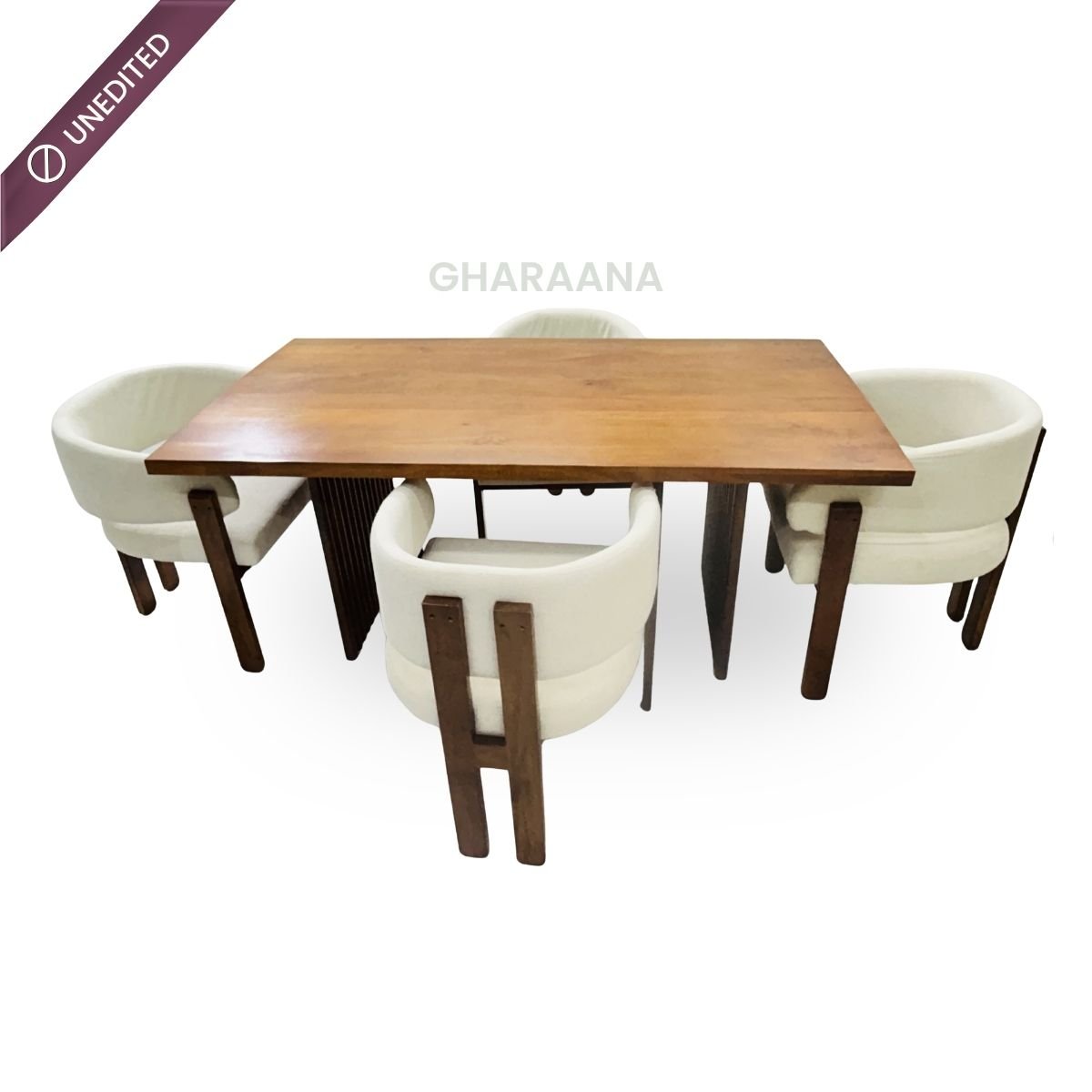 Flute Wooden Dining Table Set - Dining Set - Gharaana
