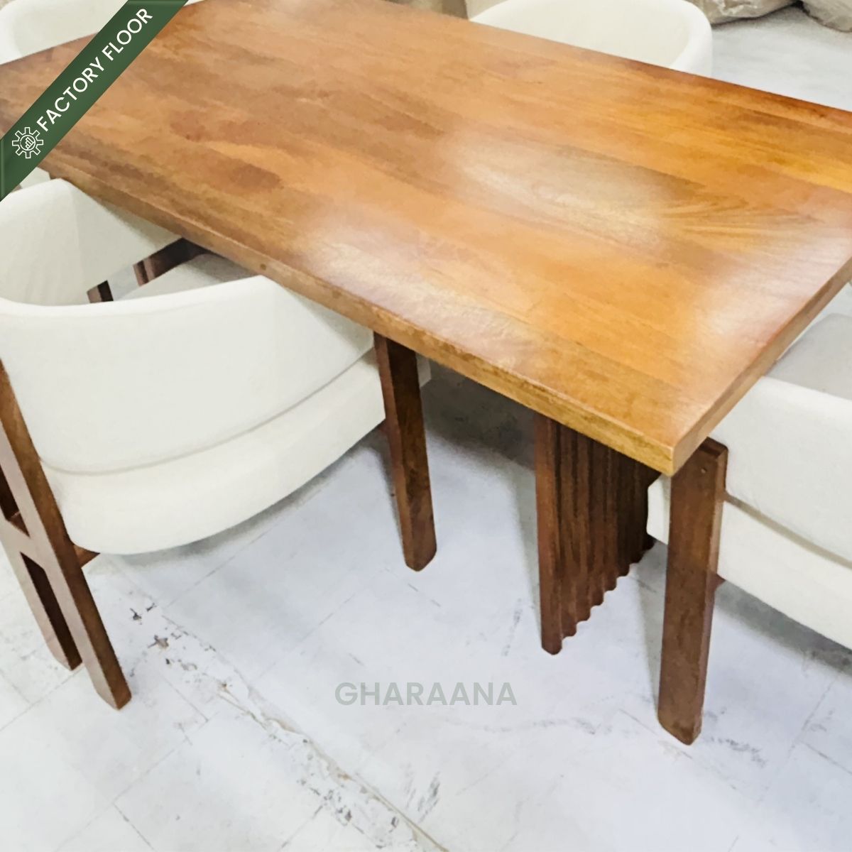 Flute Wooden Dining Table Set - Dining Set - Gharaana
