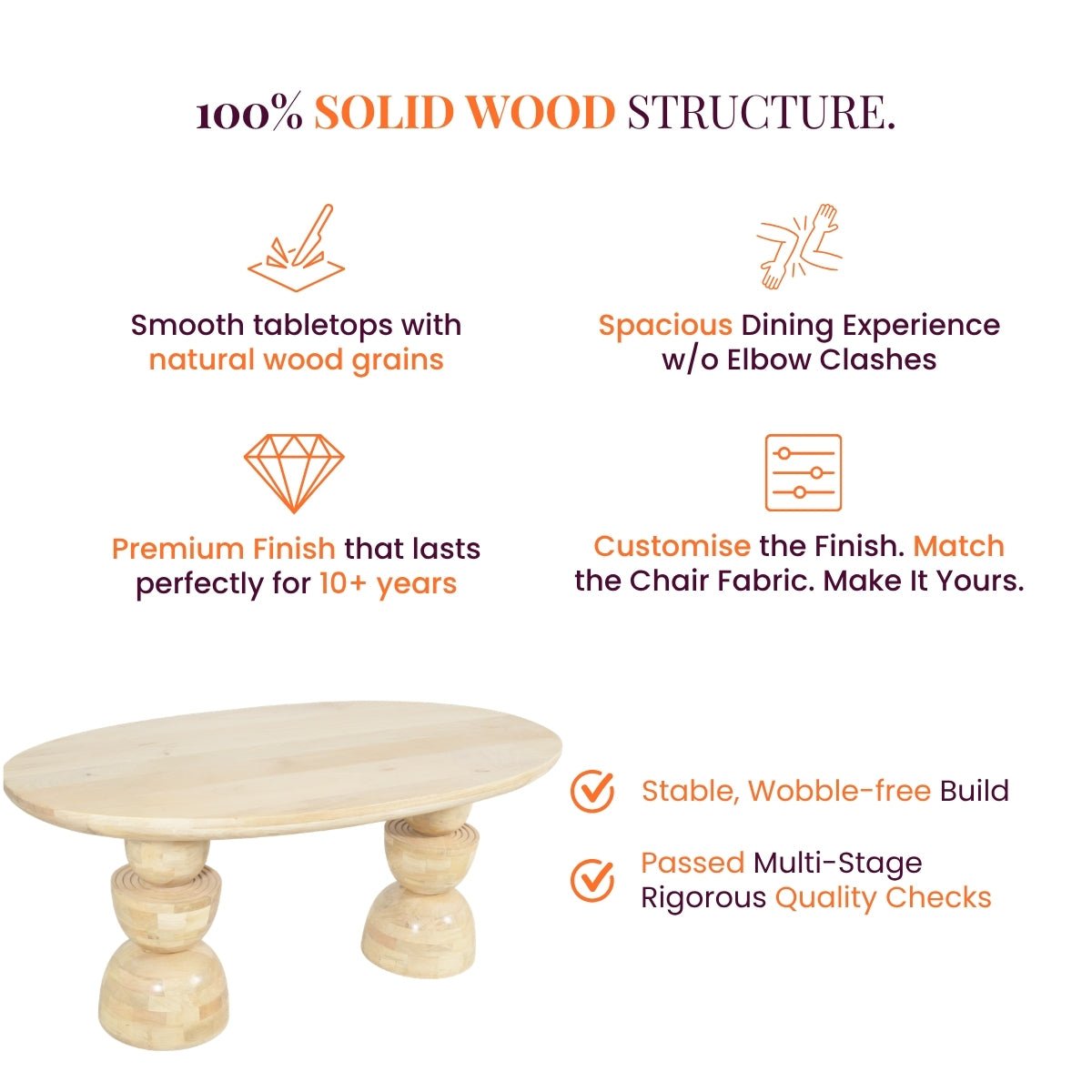 Somany Wooden Dining Table Set - Dining Set - Gharaana