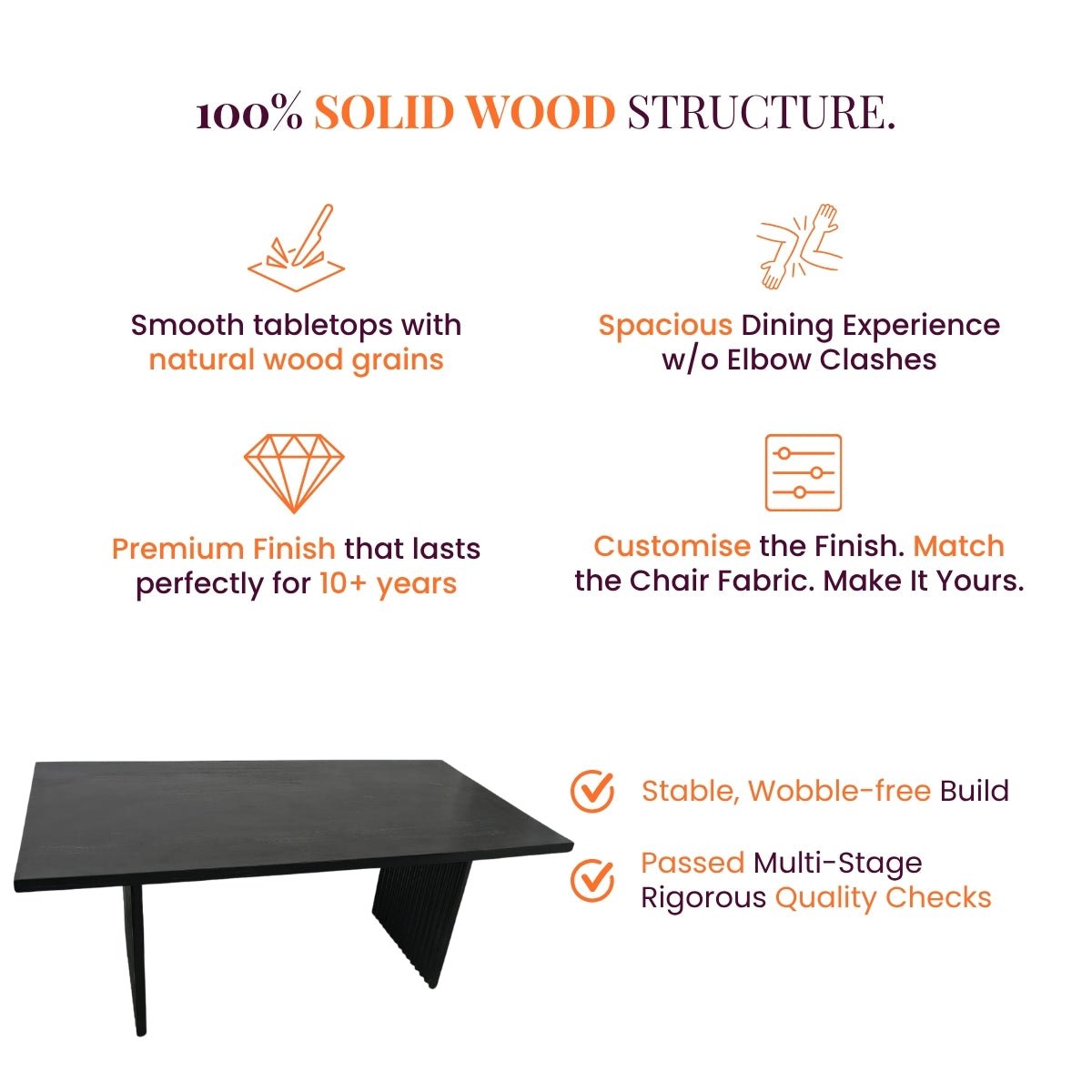 Flute Wooden Dining Table Set - Dining Set - Gharaana