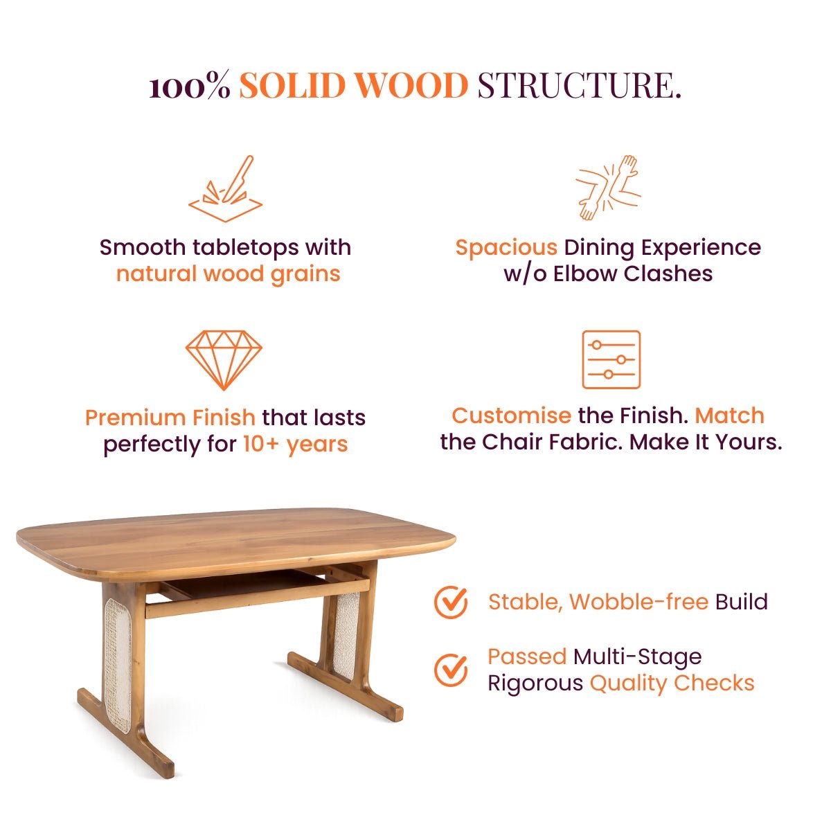 Harmony Wooden Dining Table Set - Dining Set - Gharaana