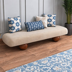 Somany Plush Wooden Bench - Dining Chairs - Gharaana