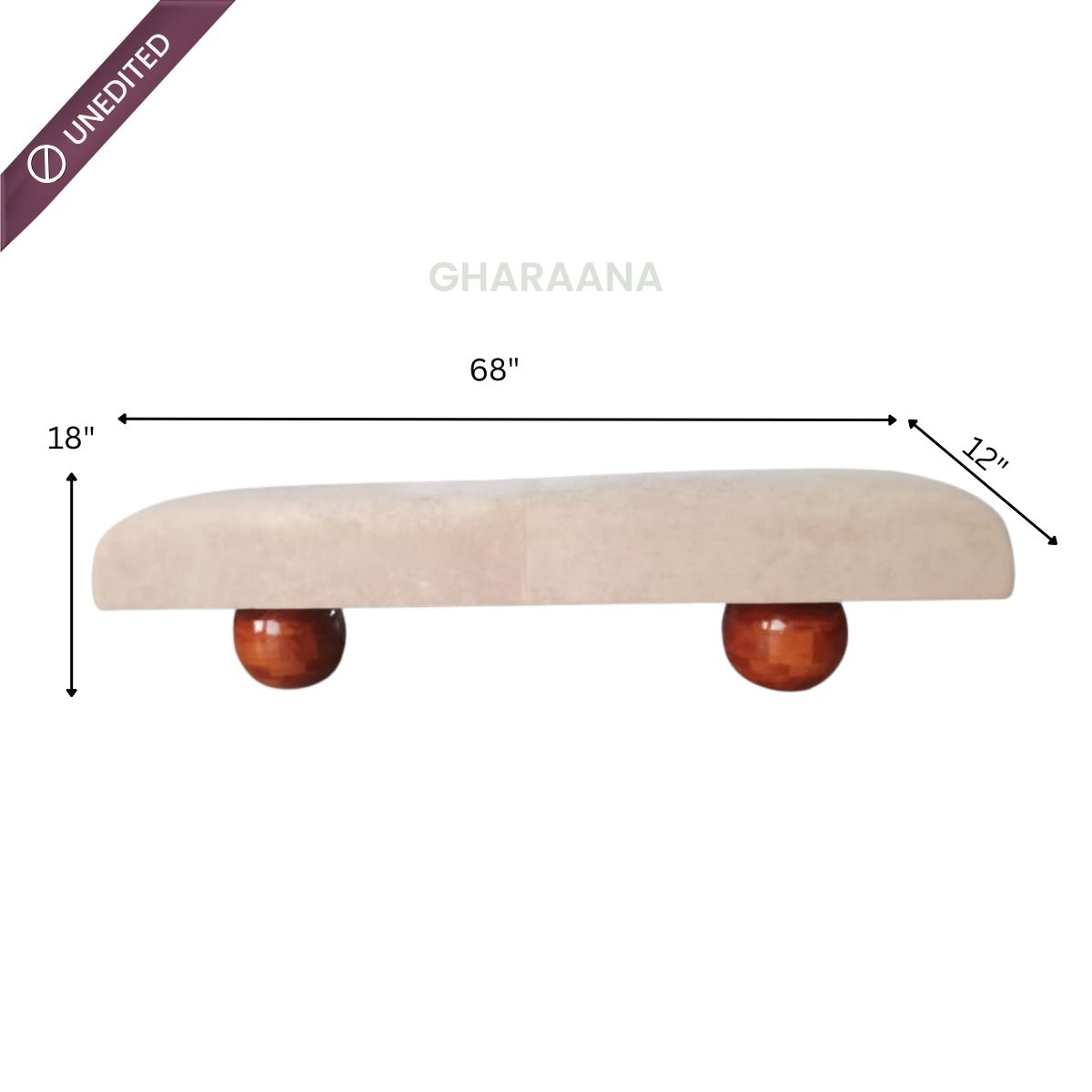Somany Plush Wooden Bench - Dining Chairs - Gharaana