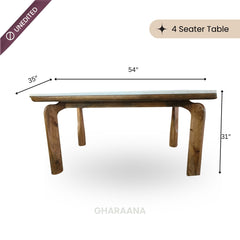 Vuta Marble-Top Wooden Dining Table Set