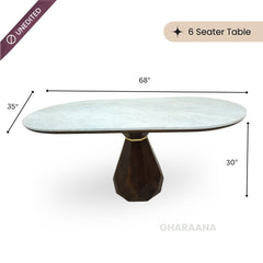 Barlow Marble-Top Wooden Dining Table Set - Dining Set - Gharaana