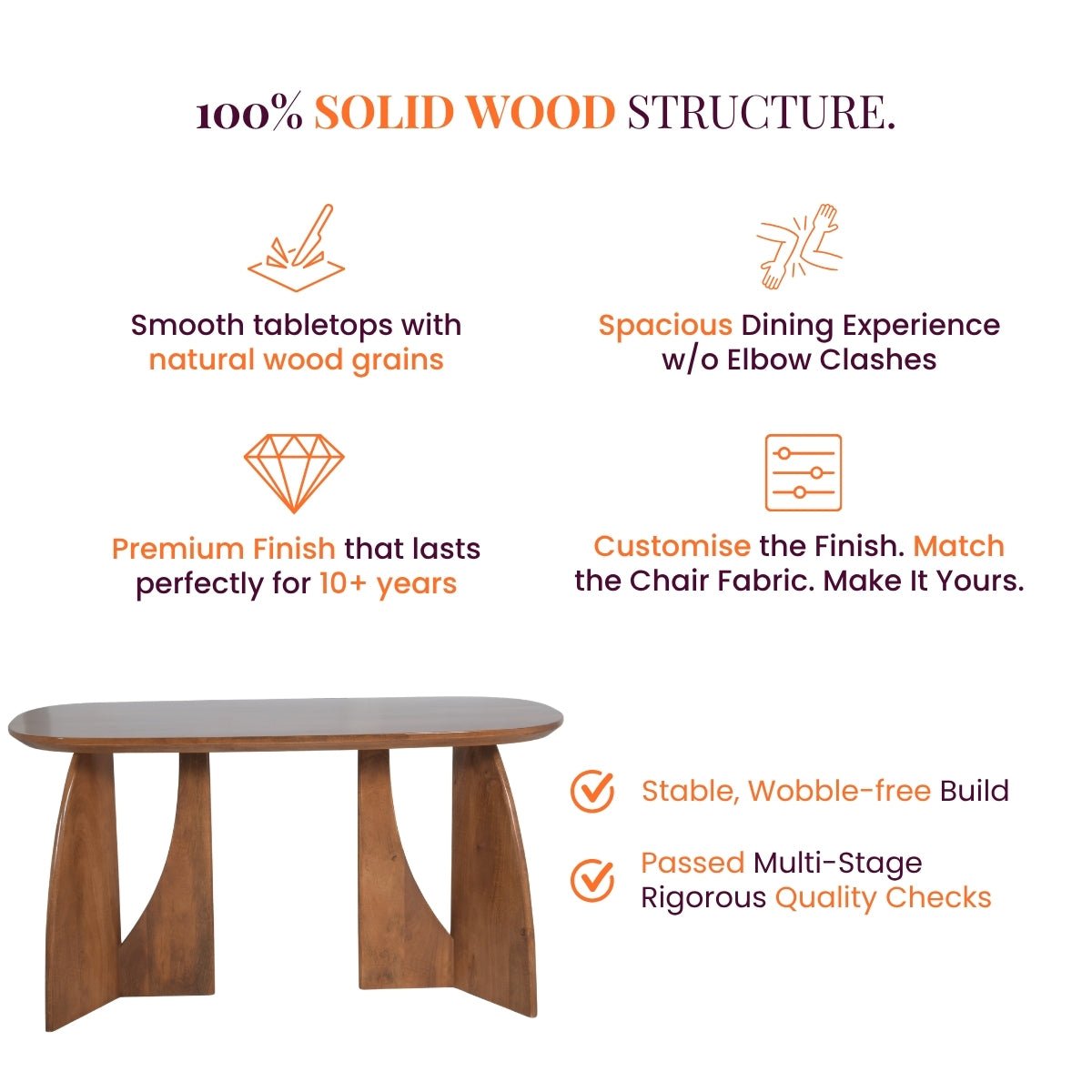 Crescent Wooden Dining Table Set - Dining Set - Gharaana