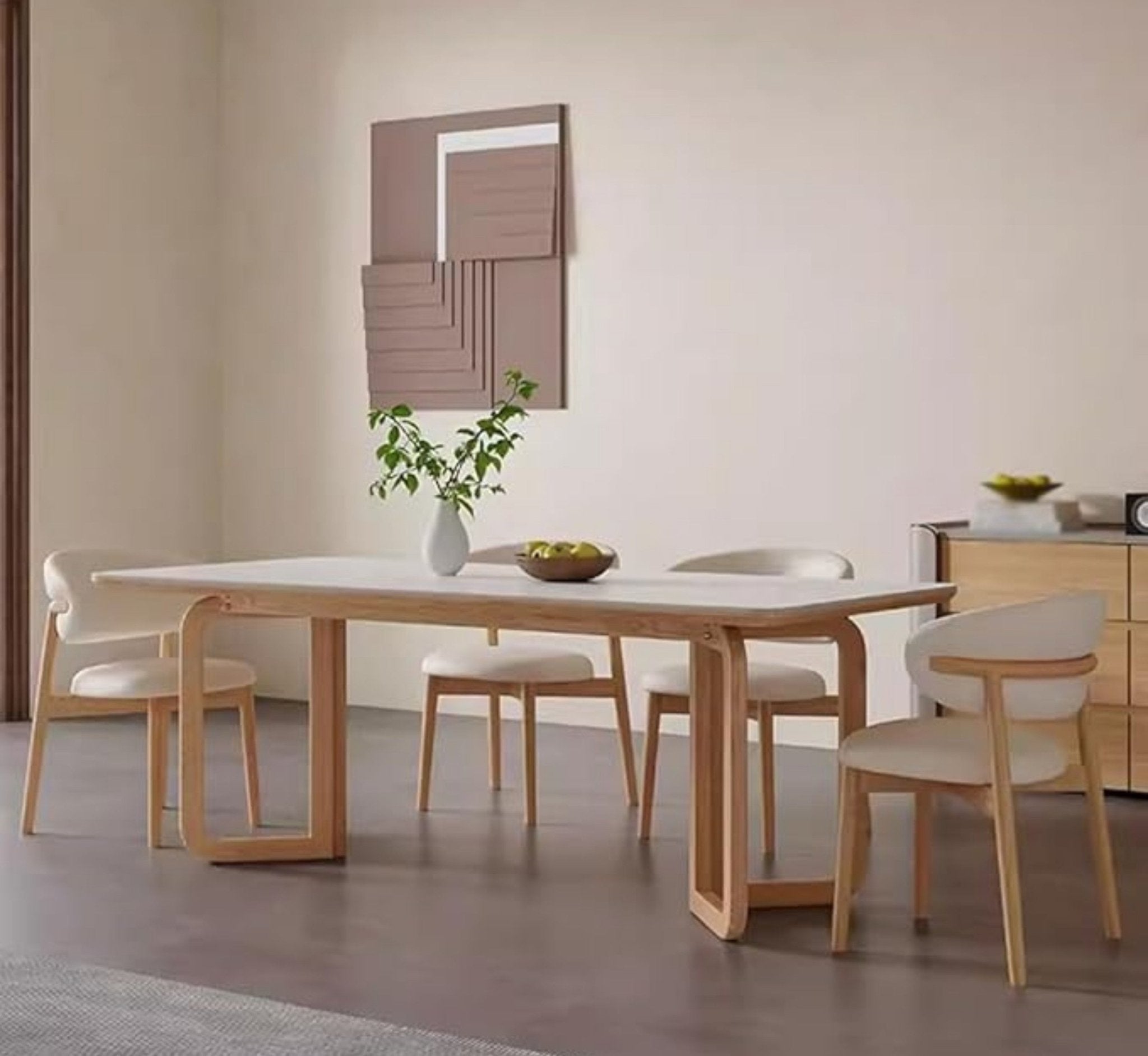 Leila Marble-Top Wooden Dining Table Set - Dining Set - Gharaana