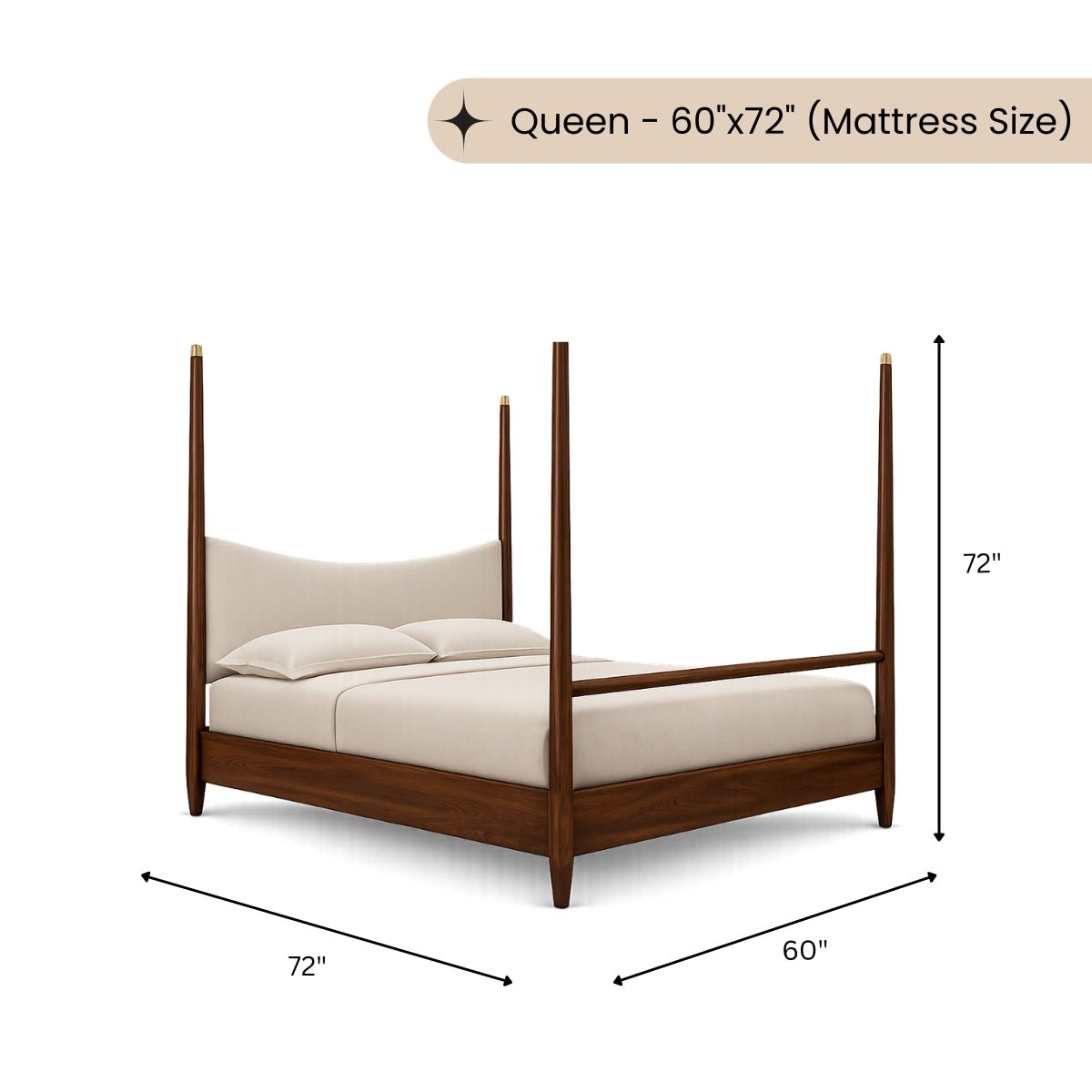Japandi 100% Solid Wood Poster Bed - Beds - Gharaana