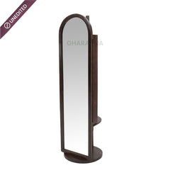 Arched Wooden Full-Length Mirror with Storage