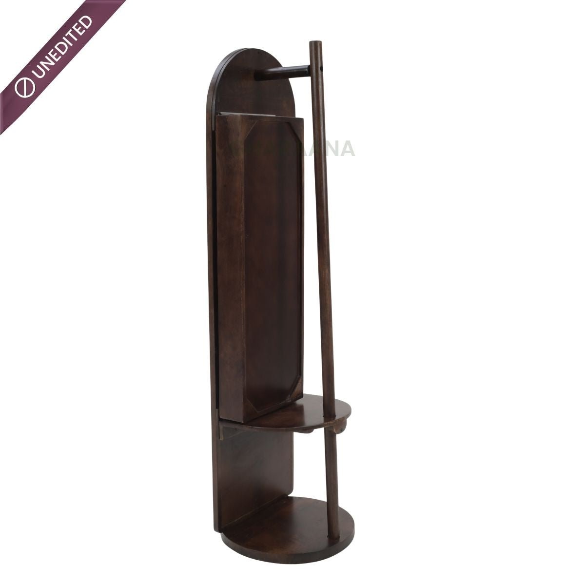 Arched Wooden Full-Length Mirror with Storage