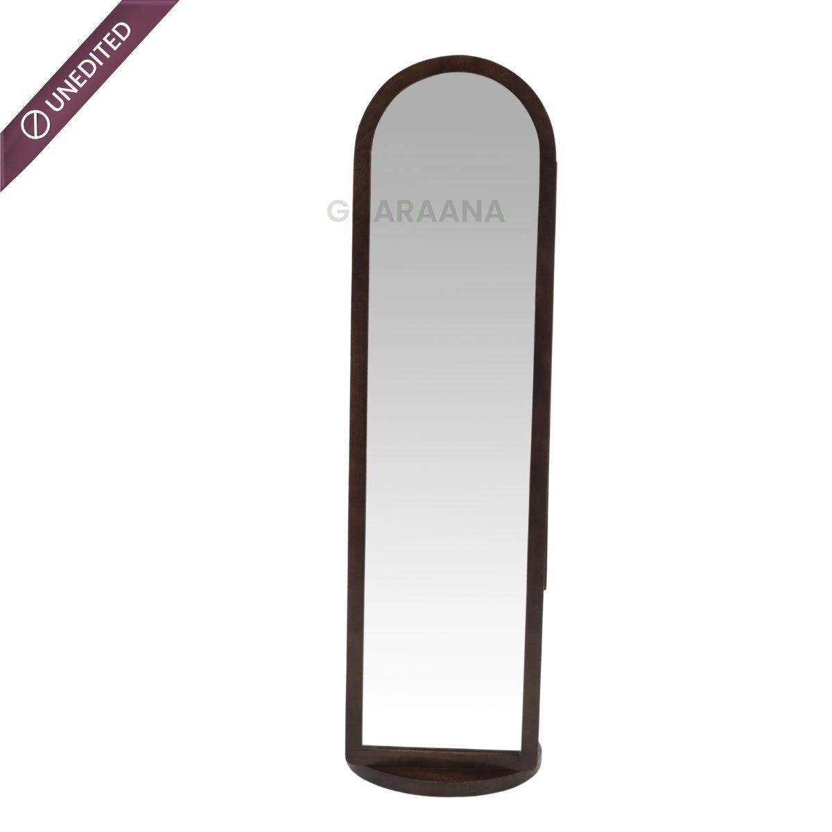 Arched Wooden Full-Length Mirror with Storage