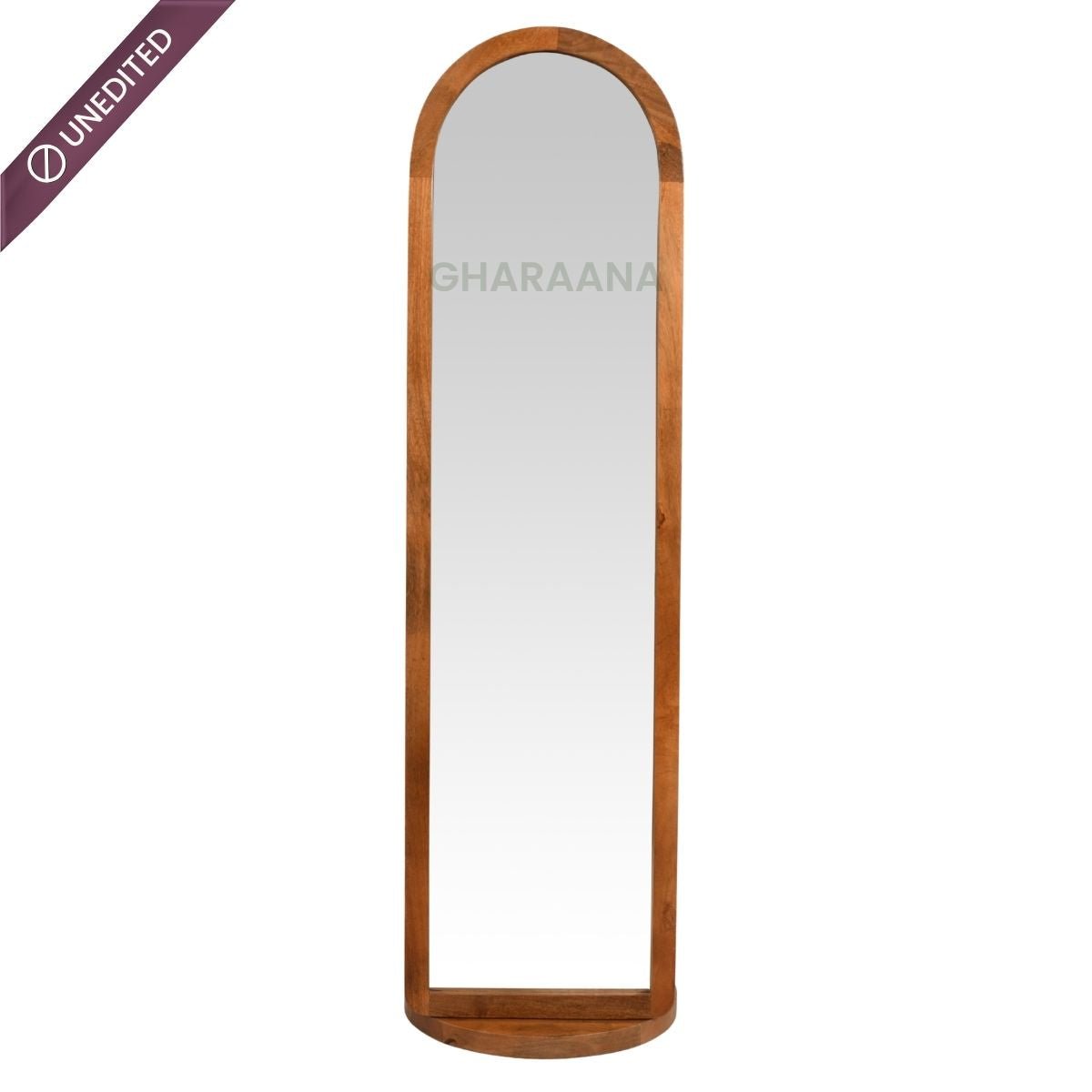 Arched Wooden Full-Length Mirror with Storage