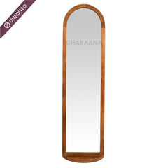 Arched Wooden Full-Length Mirror with Storage
