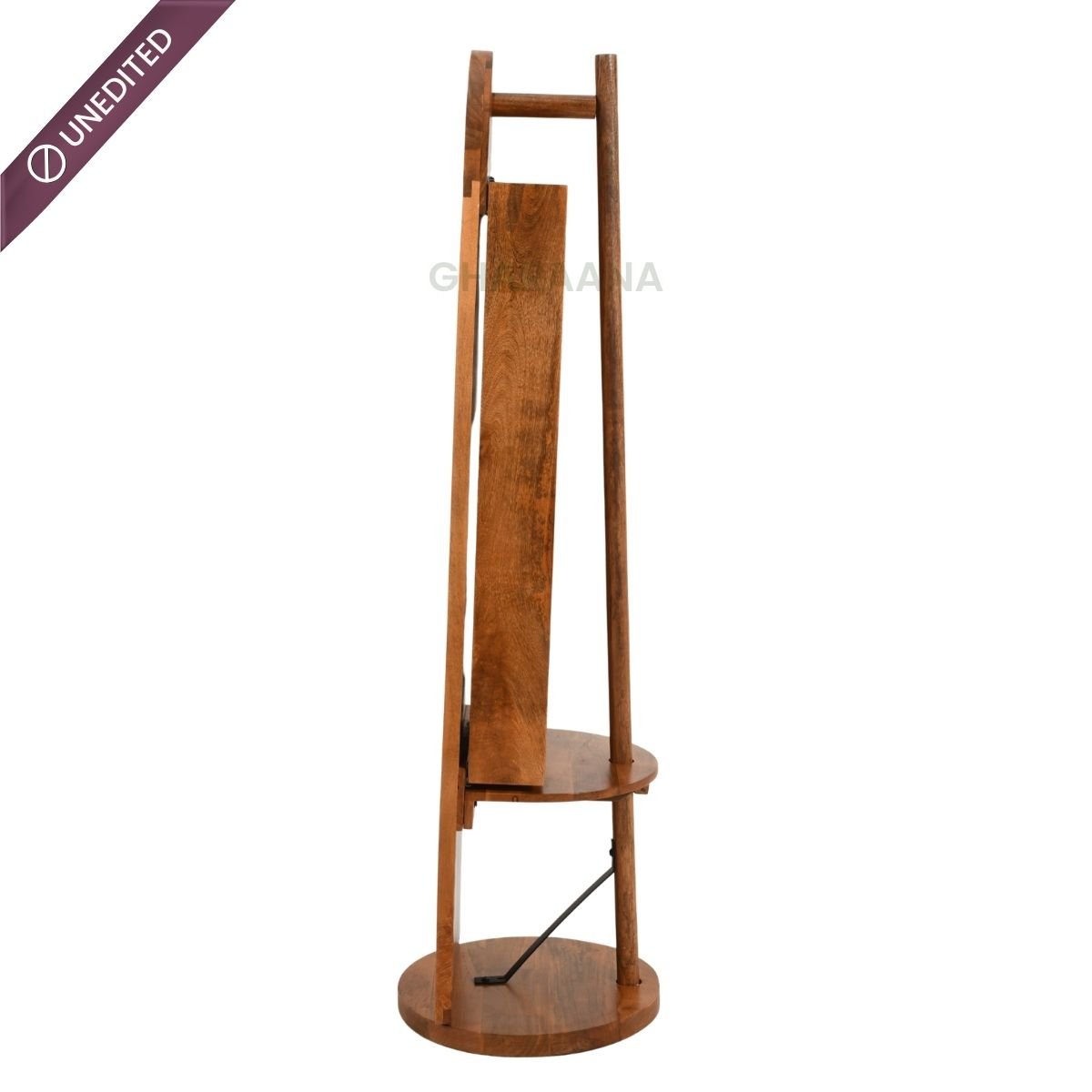 Arched Wooden Full-Length Mirror with Storage