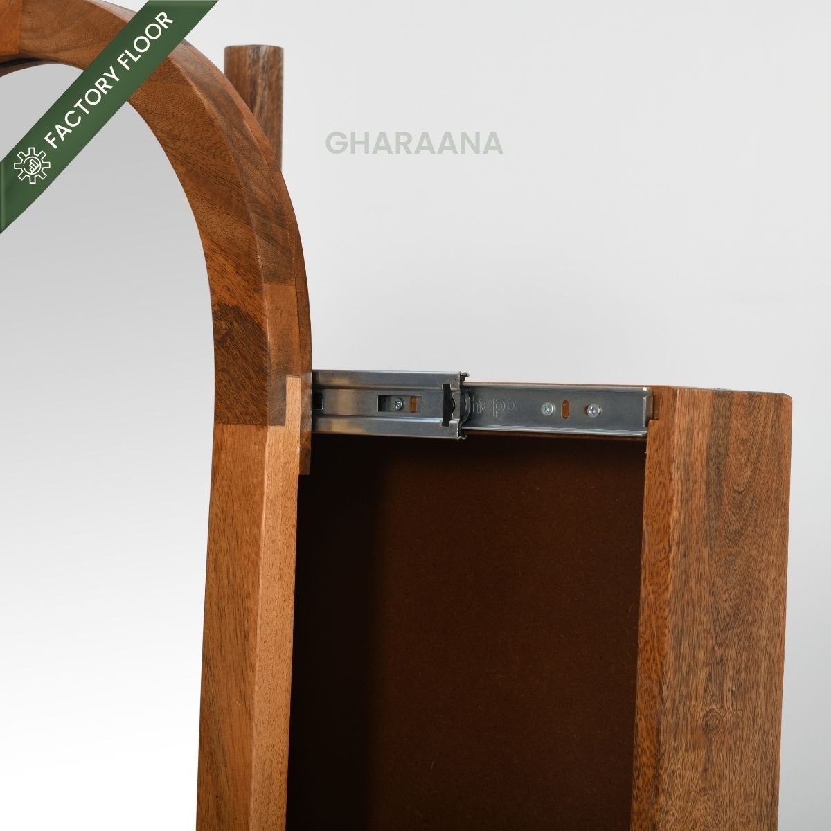 Arched Wooden Full-Length Mirror with Storage