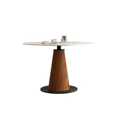Serene Marble Top Wooden Dining Table Set