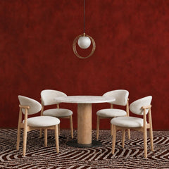 Orbit Marble Top Wooden Dining Table Set