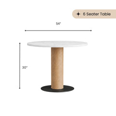 Orbit Marble Top Wooden Dining Table Set