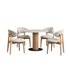Orbit Marble Top Wooden Dining Table Set