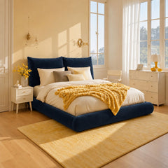 Eva 100% Solid Wood Upholstered Bed