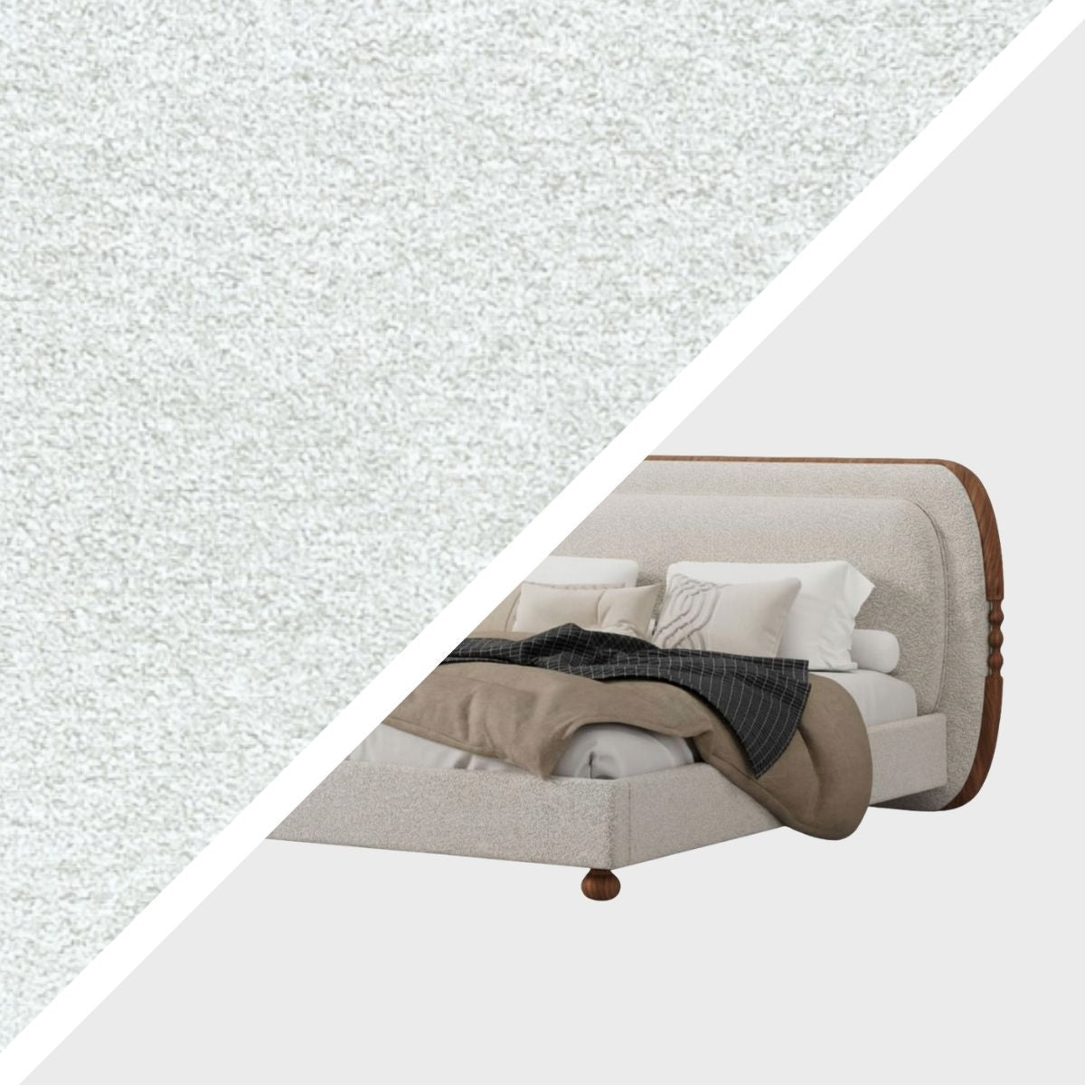 Clara 100% Solid Wood Upholstered Bed - Beds - Gharaana