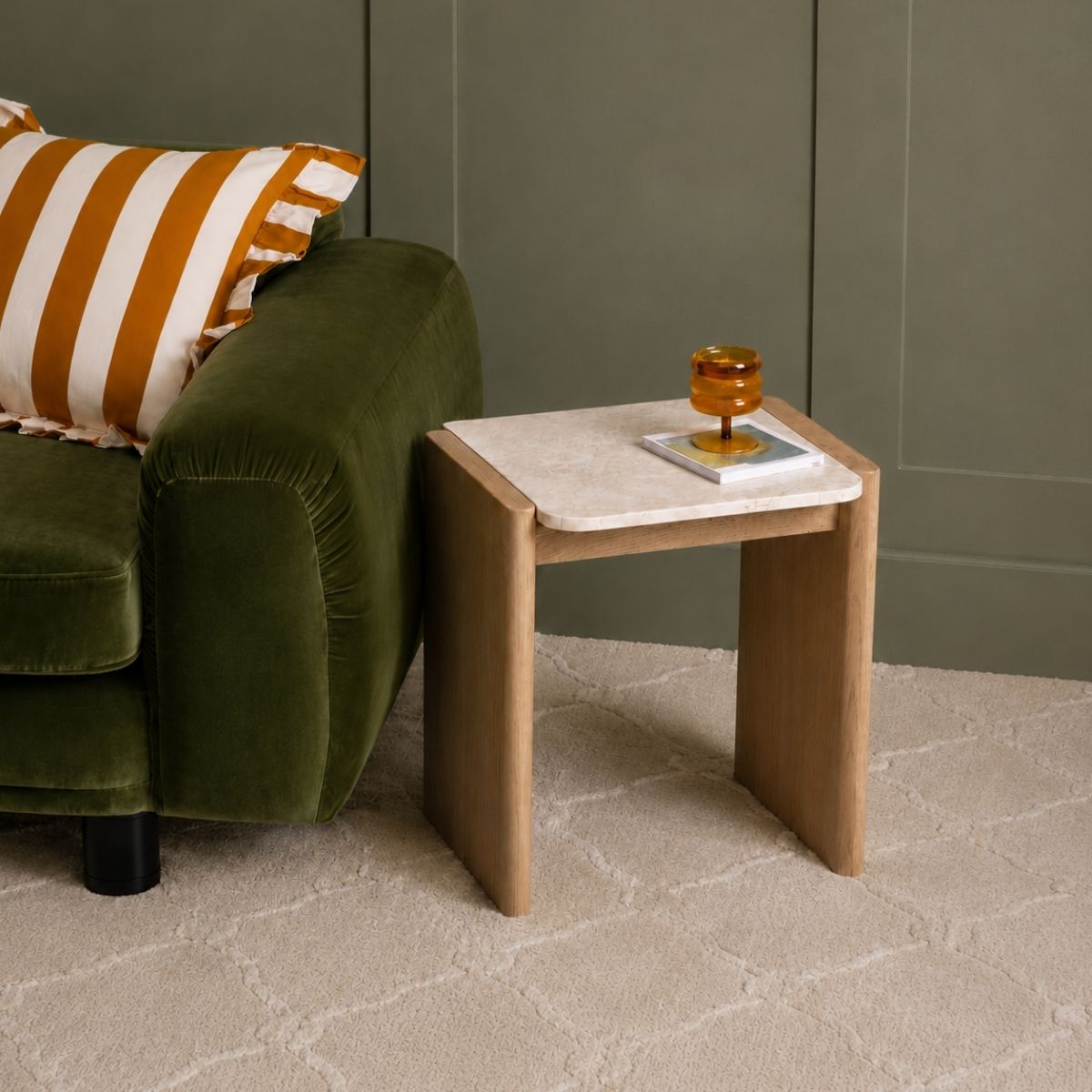 Cara Marble Top Wooden Side Table