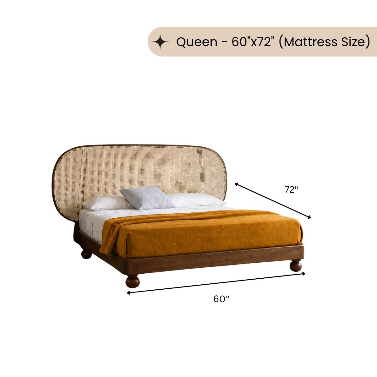 Vyut 100% Solid Wood Cane Bed