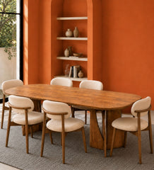Crescent Wooden Dining Table Set