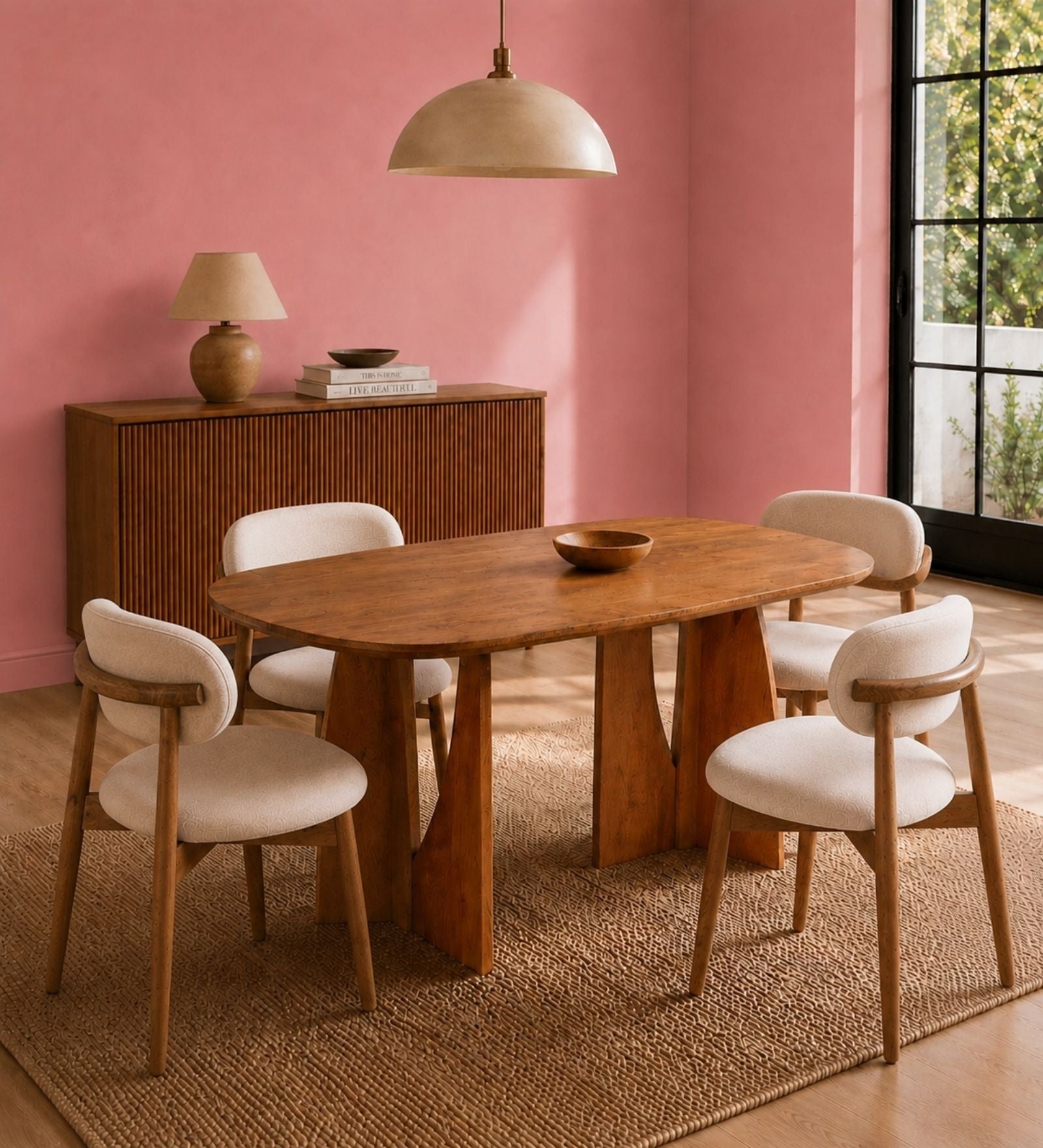 Crescent Wooden Dining Table Set