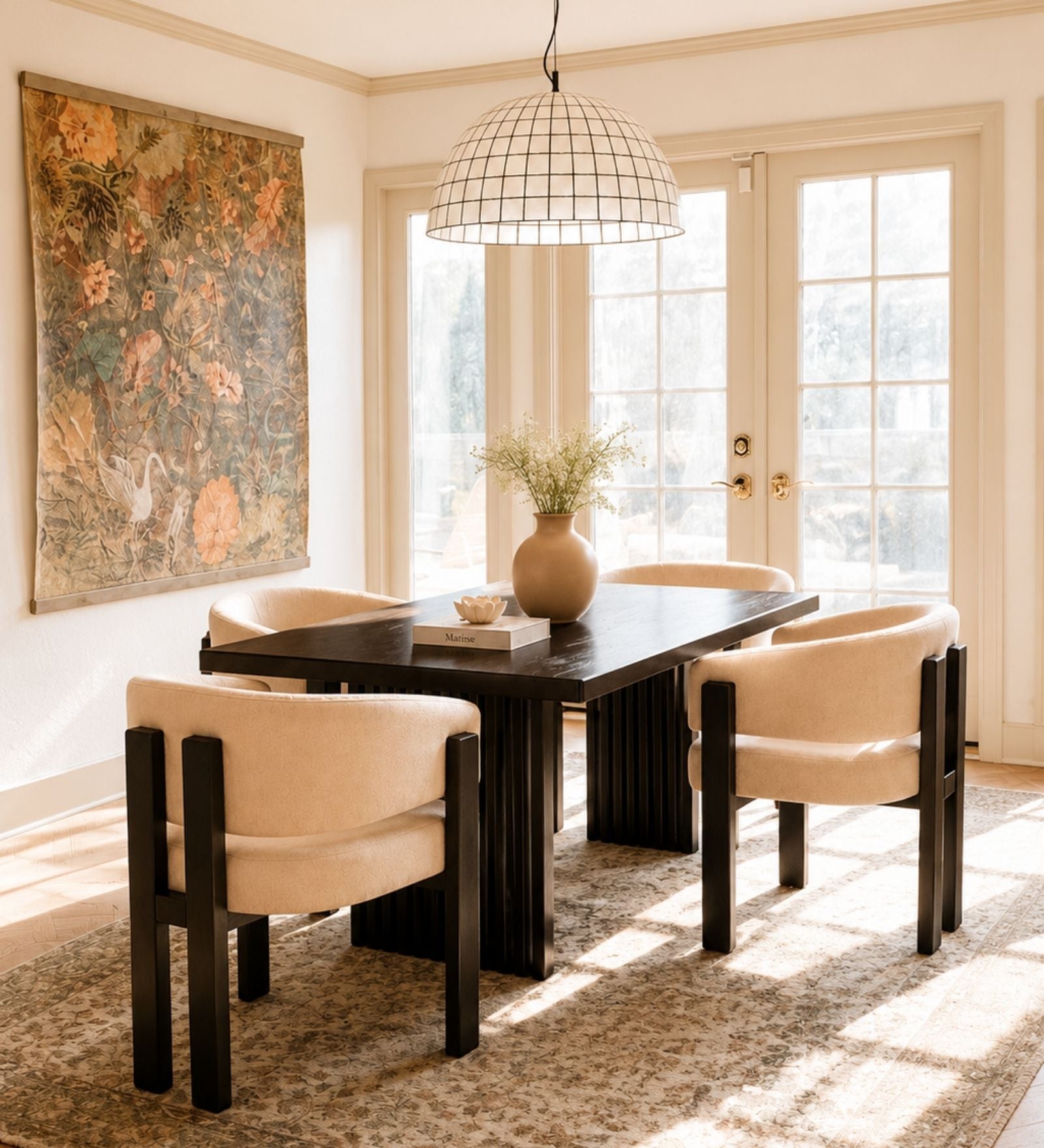 Flute Wooden Dining Table Set