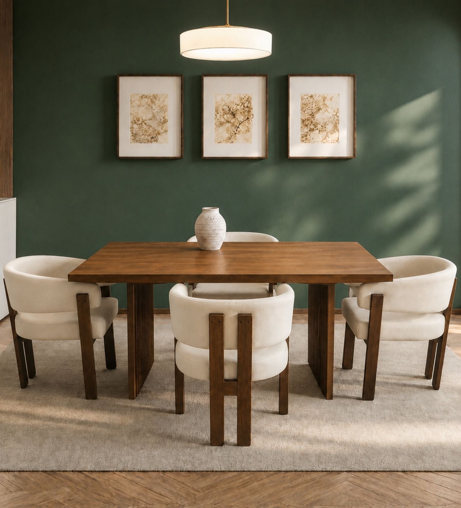Flute Wooden Dining Table Set - Dining Set - Gharaana