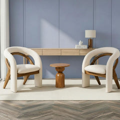 Ramya Armchairs with Dove Side Table Combo (Set of 3) - Armchairs - Gharaana
