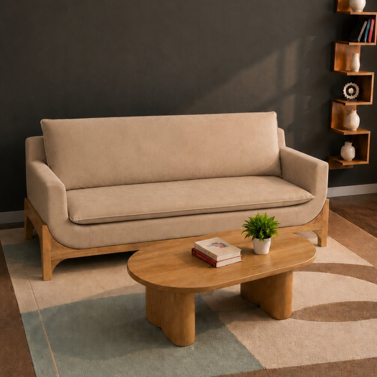 Raya Custom Wooden Upholstered Sofa - Sofas - Gharaana