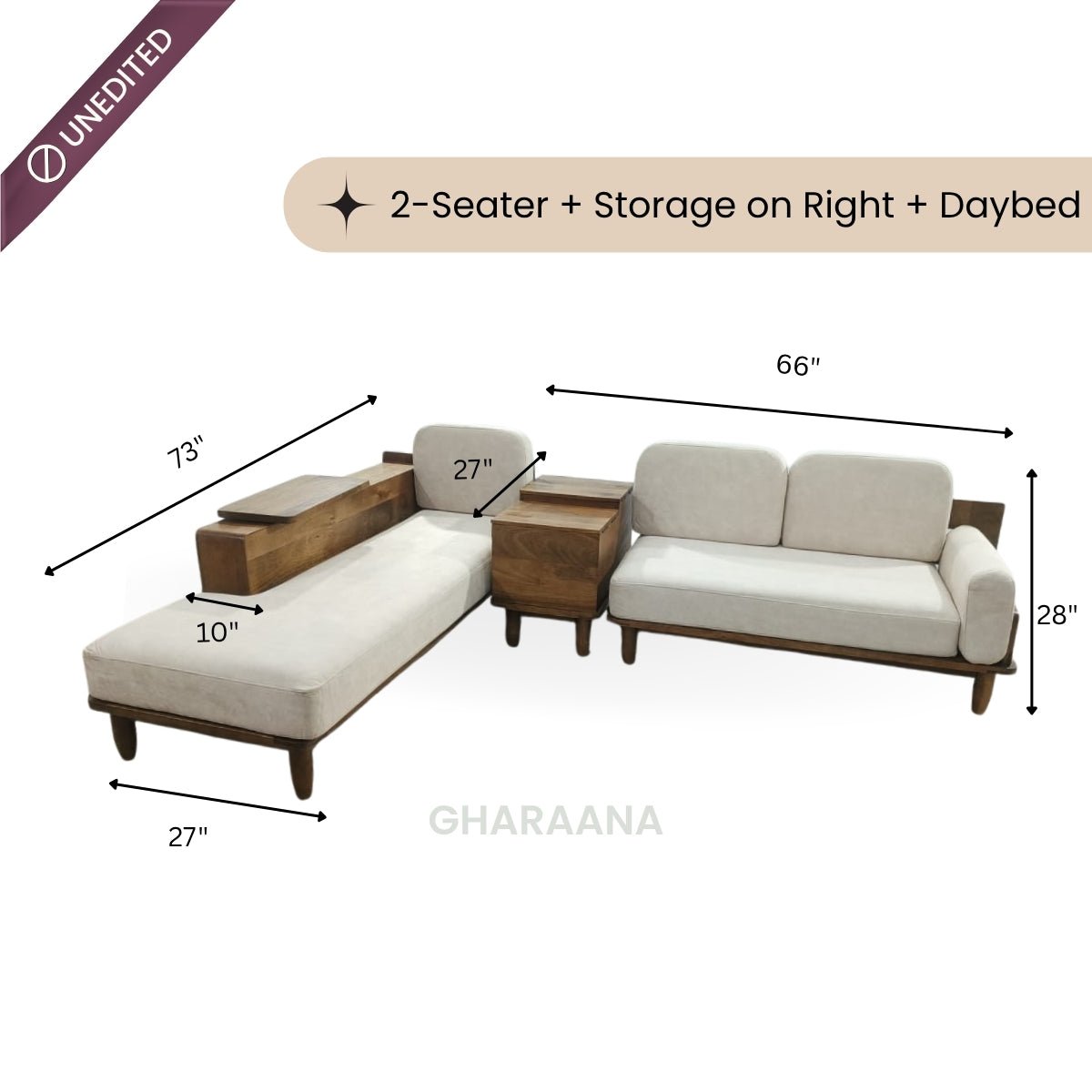 Cara Custom Wooden Upholstered Sofa & Daybed - Sofas - Gharaana