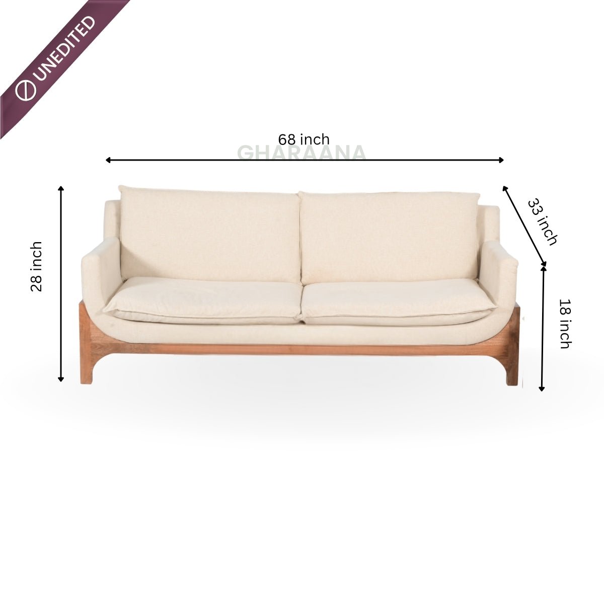 Raya Custom Wooden Upholstered Sofa - Sofas - Gharaana