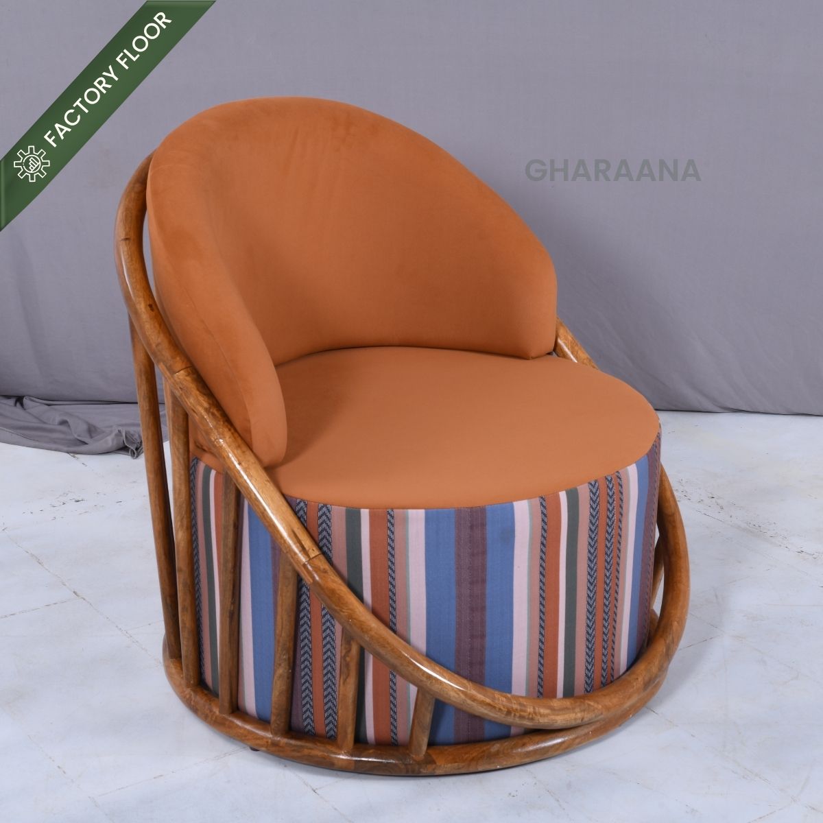Sloan Plush Wooden Armchair - Armchairs - Gharaana