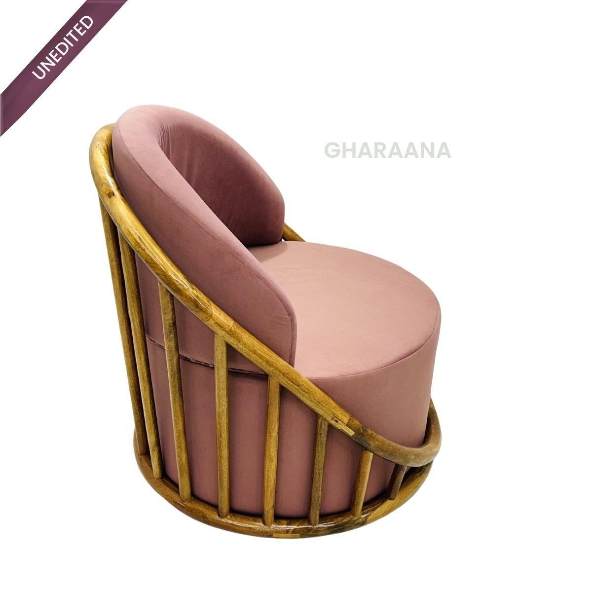 Sloan Plush Wooden Armchair - Armchairs - Gharaana