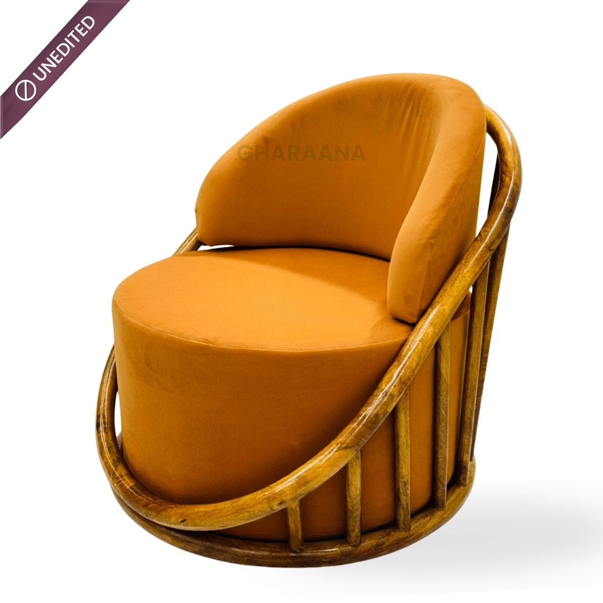 Sloan Plush Wooden Armchair - Armchairs - Gharaana
