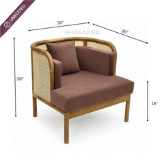 Amayah Wooden Plush Armchair - Armchairs - Gharaana