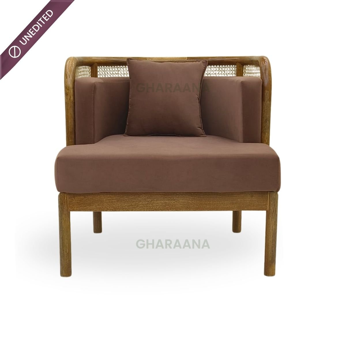 Amayah Wooden Plush Armchair - Armchairs - Gharaana