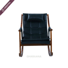 Reeva Leather Rocking Chair - Armchairs - Gharaana