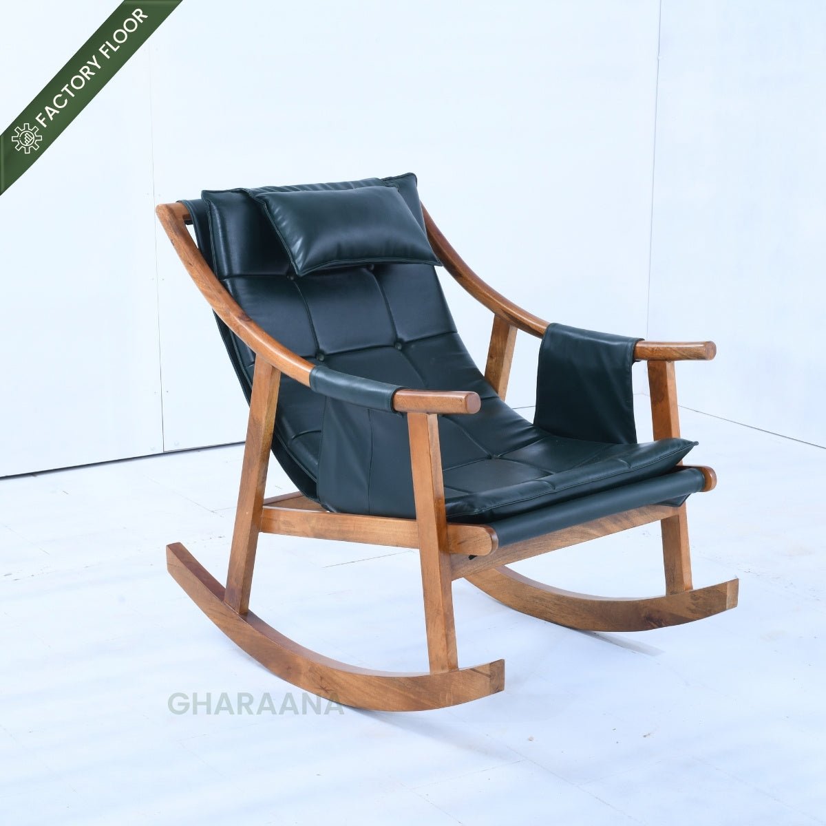 Reeva Leather Rocking Chair - Armchairs - Gharaana