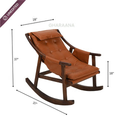 Reeva Leather Rocking Chair - Armchairs - Gharaana