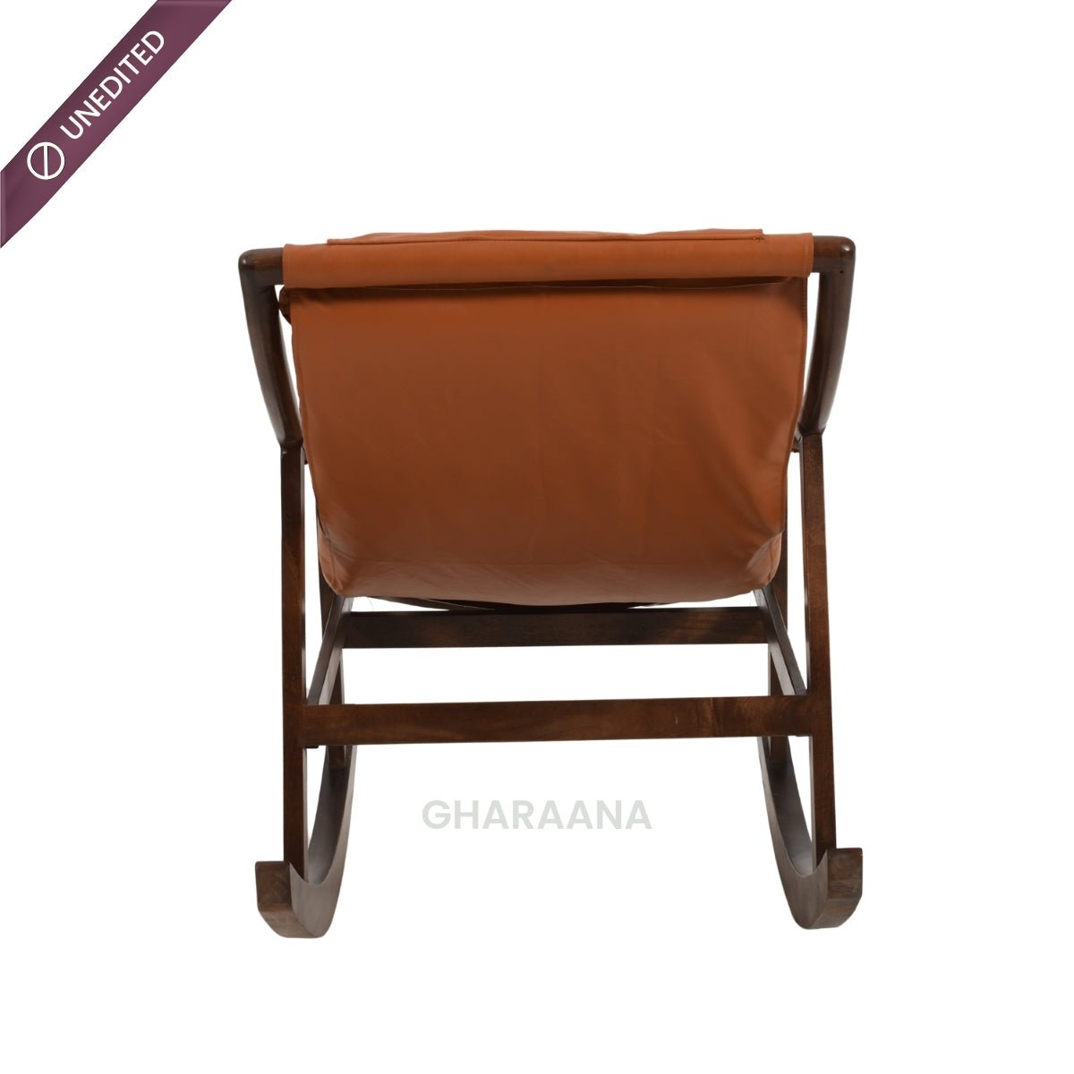 Reeva Leather Rocking Chair - Armchairs - Gharaana