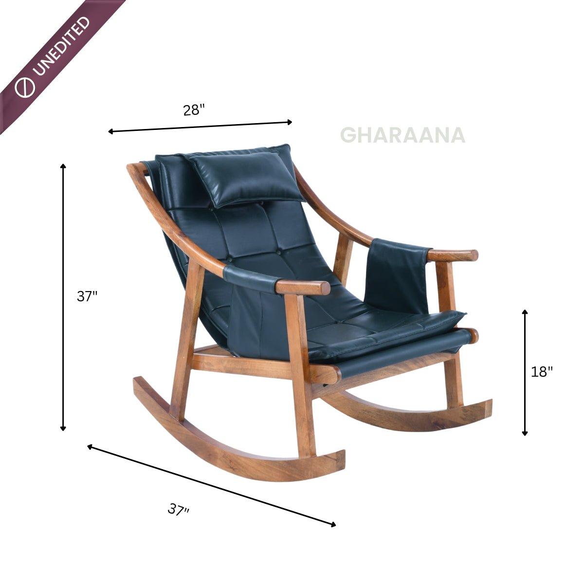 Reeva Leather Rocking Chair - Armchairs - Gharaana