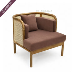 Amayah Wooden Plush Armchair - Armchairs - Gharaana
