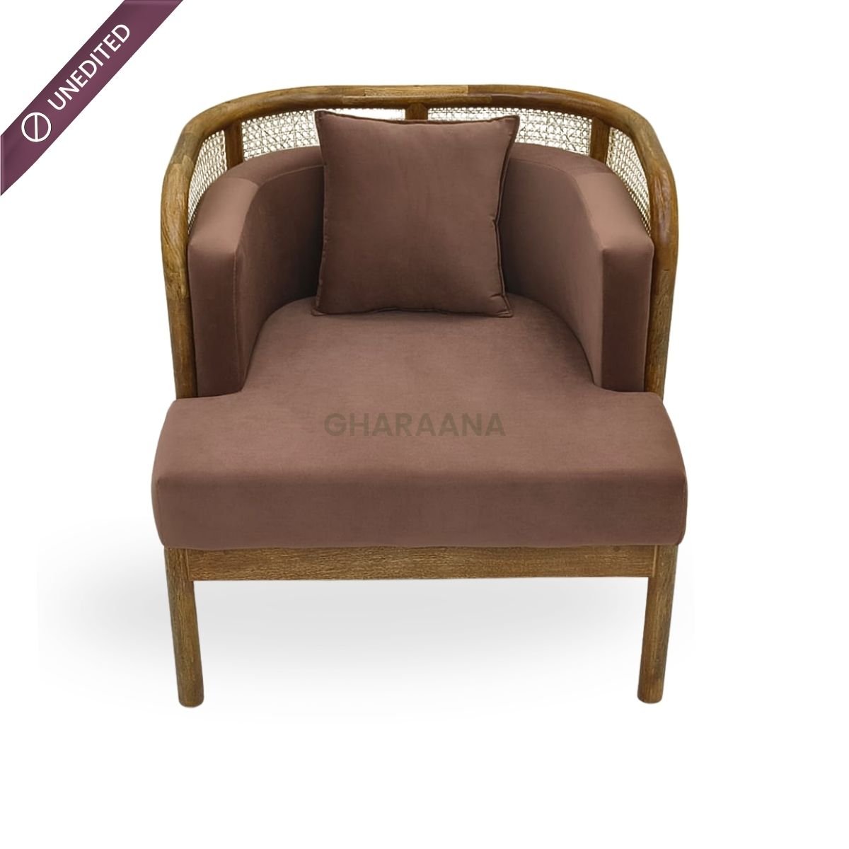 Amayah Wooden Plush Armchair - Armchairs - Gharaana