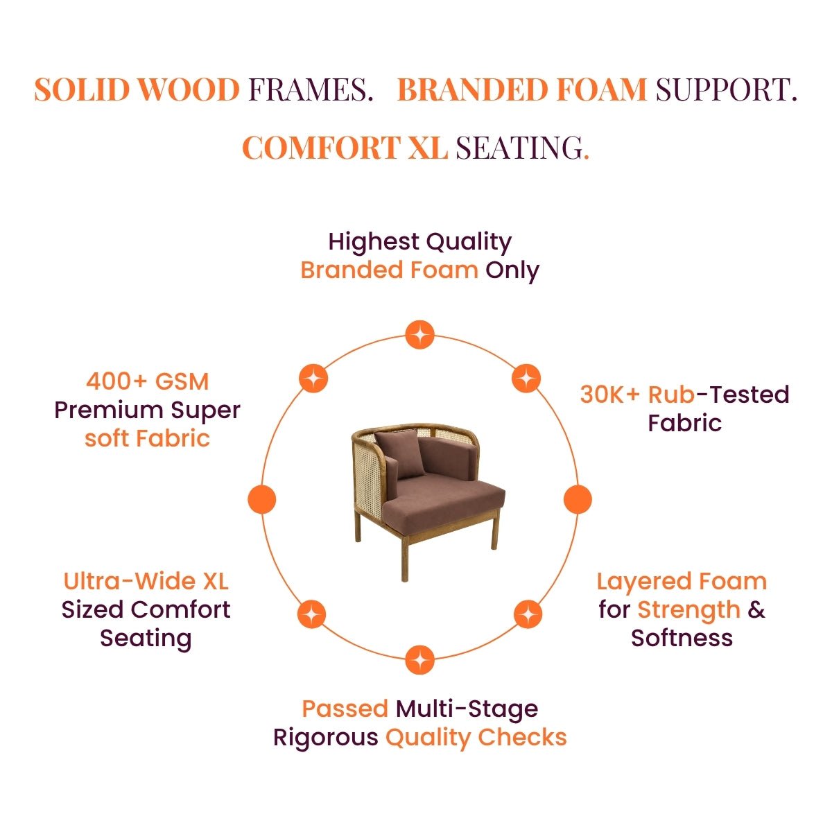 Amayah Wooden Plush Armchair - Armchairs - Gharaana