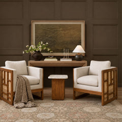 Veda Armchairs with Ohana Side Table Combo (Set of 3) - Armchairs - Gharaana